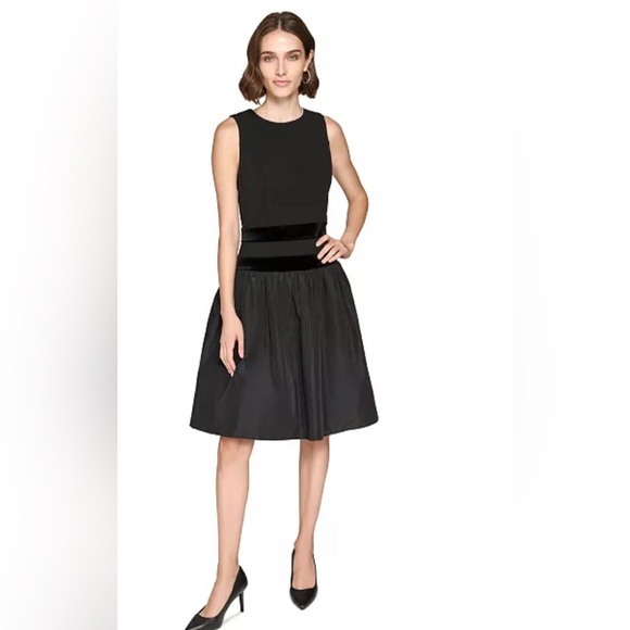 Karl Lagerfeld Dresses & Skirts - KARL LAGERFELD PARIS Women's Drop-Waist Velvet-Trim‎ Dress Size 2